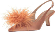 Sam Edelman Bianka Warm Blush Feather Slingback Kitten Heel Pointed Toe Pumps