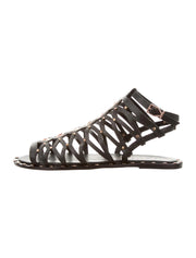 Ivy Kirzhner Santorini Caramel Brown Caged Gladiator Flat Ankle Strap Sandal