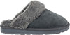 Clarks Womens Open Back Suede Leather Comfort Clog Slipper JMS0583C - Plush Faux Fur Trim - Indoor Outdoor House Slippers For Women