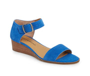 Lucky Brand Riamsee Lapis Blue Leather Closed Back Open Toe Low Heel Sandals