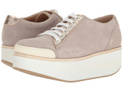 Shellys London Kirk Grey Suede Rose Gold Platform Wedge Oxford Sneaker