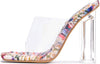 Cape Robbin Pensy Print Fashion Slip On Casual Open Toe Clear Strap Heeled Sandals