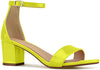Bella Marie Jean-08 Neon yellow Patent Ankle Strap Open Toe Block Heel Sandal