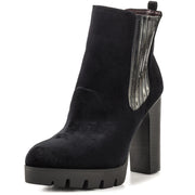 Report Signature Polk Chelsea Boot, Black Velvet Block Heeled Fashion Ankle Boot