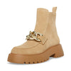 Steve Madden Cleo Taupe Suede Chunky Lug Sole Curb Chain Round Toe Ankle Boots