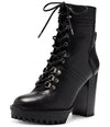 Vince Camuto Emebrila Black Lace Up Rounded Toe Platform Combat Fashion Boot