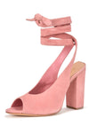 Schutz Archie Poppy Rose Pink Ankle Wrap Peep Toe High Heel Pumps Sandals Heels