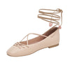 Dolce Vita Beate Light Pink Leather Tie Up Rounded Toe Fashion Ballet Flats