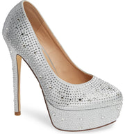 Lauren Lorraine Silver Satin Victoria Platform Pump - Silver