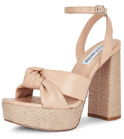 Steve Madden Lala Natural Multi Ankle Strap Knotted Design Block Heeled Sandals