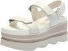 Dolce Vita Izak Ivory Leather Buckle Detailed Open Toe Wedge Heeled Sandals