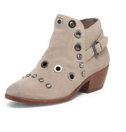 Sam Edelman Pedra Suede Pull On Ankle Boots Putty Taupe Suede Western Booties