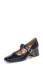 Sam Edelman Thea Royal Navy Mary Jane Block Heel Almond Toe Slip On Dress Pumps