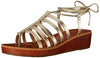 Lucky Brand Hulumi Light Gold Fashion Lace Up Low Wedge Heeled Sandalas