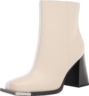 Circus by Sam Edelman Nessie Ivory Square Toe Side Zipper Heel Ankle Boots