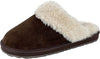 Clarks Womens Open Back Suede Leather Comfort Clog Slipper JMS0583C - Plush Faux Fur Trim - Indoor Outdoor House Slippers For Women