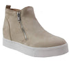 Soda Taylor Hidden Fahsion Wedge Sneaker Shoes Side Zipper Oat Nude Suede