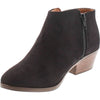 SODA Women's Mug Round Toe Faux Suede Stacked Heel Western Ankle Bootie,Black