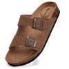 Torotto Mens Slides with Cork Footbed Open Toe Adjustable Webbing Flat Sandals 46