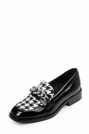 Jeffrey Campbell HORNSBY-CH Black Patent White Houndstooth Loafer Slip On