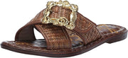 Sam Edelman Gracyn Cuoio Weave Slip On Open Toe Buckle Detailed Slides Sandals