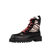 Cecelia New York Henry Black Zebra Pattern Lace Up Rounded Toe Ankle Boots