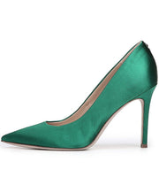 Sam Edelman Hazel Emerald Green Satin Stiletto Dress Shoes Pointed Toe Pump (9.5)