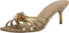 Sam Edelman Posey Gold Leather Squared Open Toe Slip On Kitten Heeled Sandals