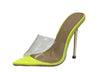 Lemonade KingKing Lime Transparent Clear Open Toe Gold Stiletto Mule Sandals