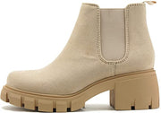 Soda Pioneer Lt-Wheat Lug Sole Elastic Gore Chelsea Fashion Wide Ankle Boots