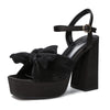 KHPAERMEI Bow Knot Platform Fashion Open Toe Chunky Ankle Strap Heeled Sandals 8
