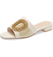 Cecelia New York MAUI Slide Sandal Alabaster White Leather Embellished Flat Mule