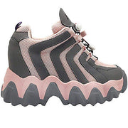 Anthony Wang Blackberry- 2 Platform Sneaker Grey Pink  Zig Zag Wedge (9, GREY)