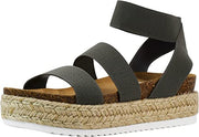 Steve Madden Kimmie Dark Grey Open Toe Platform Espadrille Fitted Wedge Sandal