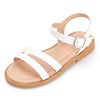 PANDANINJIA Mona White Toddler/Little Kid Open Toe Flats Dress Sandals 11 Little Kid
