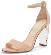 Jessica Simpson Verena Sand Nude Open Toe Pumps Ankle Strap Metal Heel Sandals