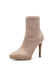 Jessica Simpson Valyn Taupe Suede High Stiletto Heel Pointed Toe Bootie Cheyenne