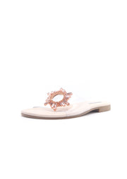 Cape Robbin Frozen Rinestone Mules Slides Sandals Nude Slip ON Flat Clear Mule (7, Nude)