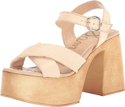 Sam Edelman Suzannah Ivory Ankle Strap Open Toe Block Heel Platform Sandals