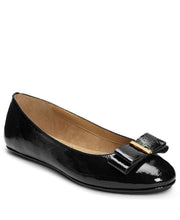 Aerosoles Black Patent Playful Bow Comfortable Every Day Slip On Ballet Flats