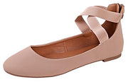 ANNA Dana-20 Women's Classic Ballerina Flats With Elastic Crossing Straps