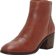 Lucky Brand Magine Rye Brown Leather Fashion Back Zipper Block Heel Ankle Bootie