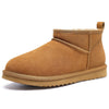Genuine Suede Mini Boots for Women Winter Fuzzy Snow Boots Short Ankle Boot with Fur Lined