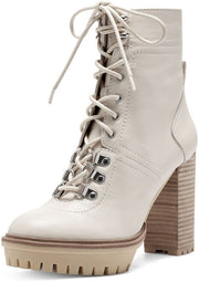 Vince Camuto Emebrila Light Cream White Lace Up Block Heel Platform Combat Boot