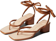 Dolce Vita Jorry Cedar Embossed Stella Tie Up Squared Toe Block Heeled Sandals