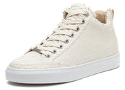 J/Slides Women's LEESA CUT Embossed Side-zip Sneaker Off White Embossed