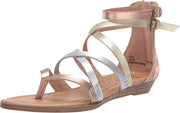 Blowfish Malibu Bungalow-k Crisscrossed Strap Sandals Silv/Rose Gold/Gold Dyecut PU (Silv/Rose Gold/Gold Dyecut PU, 2)