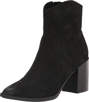 Steve Madden Cate Black Croc Block Heel Pointed Toe Pull On Fashion Ankle Boots