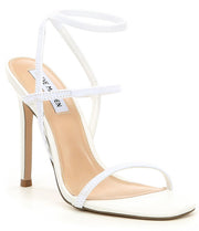 Steve Madden Women's Nectur Square Toe Stiletto Dress Sandals White