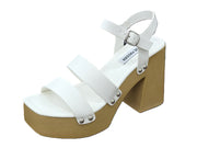 Steve Madden Gain White Fashion Ankle Strap Platform Block High Heeled Sandals